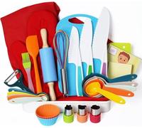 Kids Cooking and Baking Supplies Set with Gift Storage Box, Complete Junior Chef Cooking Kit, Girls & Boys Childrens Real Bakeware Accessories Tools, Real Cookware and Baking Utensils Sets for Kids