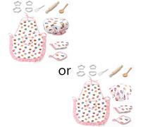 Kids Cooking Apron Gloves Hat Set Play House Toy Easter Halloween Child Chef Kitchen Costume Role Play Baking Tool Cooking Apron