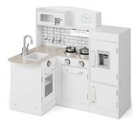 Kids Corner Play Kitchen Wooden Children Role Play Pretend Cooking Playset COSTWAY White One Size