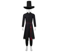 Kids cosplay costume, full black traditional Korean clothing set with hat and accessories, suitable for Halloween and various parties
