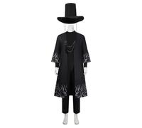 Kids cosplay costume, full black traditional Korean clothing set with hat and accessories, suitable for Halloween and various parties
