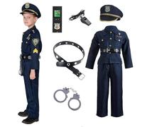 Kids Costumes - Costume Costume | Carnival Halloween Staging Party Uniform Polyester with Hat Belt Toy Handcuffs Whistle ID for Kids Reunion of V