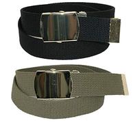 Kid's Cotton Belt with Brass Military Buckle (Pack of 2 colours), Black and Olive