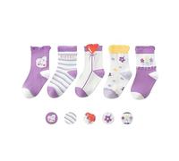 Kids Cotton Crew Socks for Girls - Fun Pink, Purple, Red Designs with Flowers, Hearts, Dots & Bunny Patterns - 5/10 Pairs Soft & Breathable Socks for Toddlers, Baby, Infant & Children, Age 1-8 Years