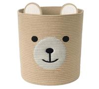 Kids Cotton Rope Laundry Hamper, Bear Toy Storage, Woven Blanket Basket with Handles for Baby Room Décor, Gift Organization (Light Brown)