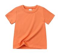 Kids Cotton T-Shirt Plain Color Short Sleeve Round Neck Basic Tops Children Summer Casual Daily Soft T Shirts Boys Girls Toddler Unisex T Shirts for Age 1-9 Years (Orange, 4-5 Years)