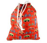 Kids Cotton Wash Bag Drawstring Small - Cars and Flags