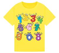 Kids Counting Wave T-Shirt for Boys & Girls - Playful Wave Design, Engaging Educational Tee for Maths Day, Ideal for School, Learning, and Classroom Fun Yellow 7-8Y