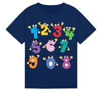 Kids Counting Wave T-Shirt for Boys & Girls - Playful Wave Design, Engaging Educational Tee for Maths Day, Ideal for School, Learning, and Classroom Fun Navy 5-6Y