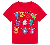 Kids Counting Wave T-Shirt for Boys & Girls - Playful Wave Design, Engaging Educational Tee for Maths Day, Ideal for School, Learning, and Classroom Fun Red 3-4Y