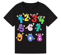 Kids Counting Wave T-Shirt for Boys & Girls - Playful Wave Design, Engaging Educational Tee for Maths Day, Ideal for School, Learning, and Classroom Fun Black 7-8Y