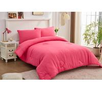 Kids Coverless 10.5 Tog Quilt Set - Duvet & Pillowcase | Machine Washable | Soft Polyester Bedding | Single & Double Sizes | 4 Designs - Flower, Football, Gamer & Star (Pink-Flower, Double)