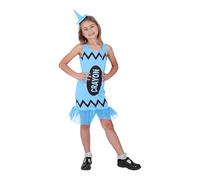 Kids Crayon Costume - Medium - Bright Blue Dress with Tutu Trim and Matching Pointed Hat - Childs Girls Glitz & Glitter School Book Week World Book Day Fancy Dress Costume