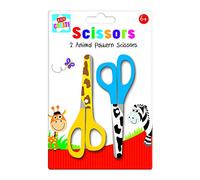 Pack 2 Animal Print Pattern Childrens Kids Safety Scissors