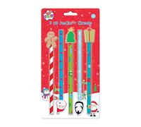 Kids Create Pack 5 Children's Christmas HB Pencils & Novelty Festive Erasers Set