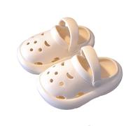 Kids Crocs-Style Clogs - Non-Slip Garden & Beach Shoes with Cute Cartoon EVA Soft Sole Water Sandals for Boys Girls 1-10 Years (White-C, 7 Toddler)