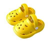 Kids Crocs-Style Clogs - Non-Slip Garden & Beach Shoes with Cute Cartoon EVA Soft Sole Water Sandals for Boys Girls 1-10 Years (Yellow-C, 8 Toddler)