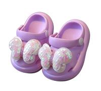 Kids Crocs-Style Clogs - Non-Slip Garden & Beach Shoes with Cute Cartoon EVA Soft Sole Water Sandals for Boys Girls 1-10 Years (Purple-D, 7 Toddler)