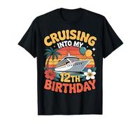 Kids Cruising Into My 12th Birthday Cruise 12 Year Old Bday T-Shirt