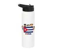 Kids Cuba Flag Hispanic Heritage Month Cuban Stainless Steel Insulated Water Bottle