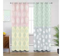 Kids Curtains for Bedroom, Patchwork Pastel Girls Blackout Thermal Insulated Eyelet Curtains for Living Room, W66 X D72, 2 Panels Drapes Room Decor