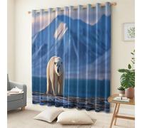 Kids Curtains Nature Photography Blackout Curtains for Boys Girls Teen Room, Animals Polar Bear Snow Mountain Print Thermal Insulated Drapes, Grommet Top Window Treatments 46 x 72 Inch (2 Panels)