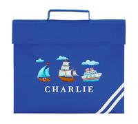 Kids Custom Boats Book Bag Boys Girls Ocean Design for Primary Reception Infants Back to School New Term Reading Folder, One Size, Royal