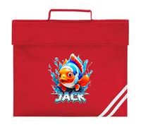 Kids Custom Goldfish Book Bag Boys Girls Personalised Name Reading Folder for Primary Reception Infant Back to School Gift, One Size, Red