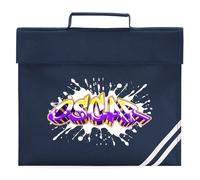 Kids Custom Graffiti Name Book Bag Boys Girls Back to School Reading Folder for Primary Reception Infants New Term Gift, One Size, Navy