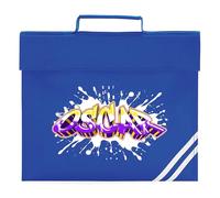 Kids Custom Graffiti Name Book Bag Boys Girls Back to School Reading Folder for Primary Reception Infants New Term Gift, One Size, Royal