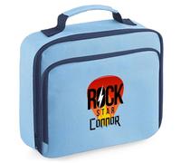 Kids Custom Guitar Rock Star Lunch Bag Boys Girls Guitarist Lunchbox for Back to School Toddlers Infants Nursery Gift, 24cm x 20cm x 8cm, Sky Blue