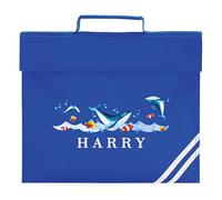 Kids Custom Whale Book Bag for Primary Reception Infants Personalised Name Sea Animals Reading Folder for Back to School, One Size, Royal
