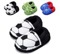 Kids Cute Bunny Unicorn Cat Boys Slippers - Children's Closed-back Warm House Anti-slip Fluffy Boys Slippers (Soccer,7/7.5 UK Child)