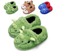 Kids Cute Bunny Unicorn Cat Boys Slippers - Children's Closed-back Warm House Anti-slip Fluffy Boys Slippers (Triceratops,13/13.5UK Child)