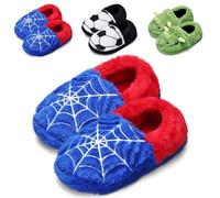 Kids Cute Bunny Unicorn Cat Boys Slippers - Children's Closed-back Warm House Anti-slip Fluffy Boys Slippers (Cobweb,10.5/11 UK Child)