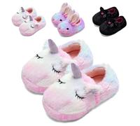 Kids Cute Bunny Unicorn Cat Slippers - Children's Closed-back Warm House Anti-slip Fluffy Slippers (Unicorn 34/35)
