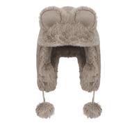 Kids Cute Cat Ear Trapper Hat Winter Warm Fuzzy Earmuff Hats with Chin Tie Toddler Earflap Pom Pom Cap Windproof Ski Hunting Hat Ushanka Russian Hat Boys Girls Thicken Plush Lined Hood Cap for 3-8Yrs