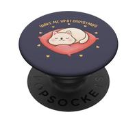 Kids cute cat graphic Wake me up at Christmas sleepy kittty PopSockets Adhesive PopGrip