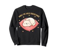 Kids cute cat graphic Wake me up at Christmas sleepy kittty Sweatshirt