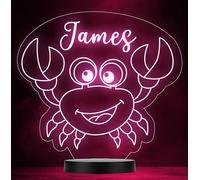 Kids Cute Crab Sealife Beach Personalised Gift Colour Change Lamp Night Light | Personalised Gift For Home, Lamp Room Décor | Kids & Adults Night Lights With Name | Personalised Gift For Bedroom |