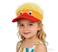 Kids Cute Duck Hat with Fake Hair Toddlers Adjustable Baseball Cap for 2-5Y | Funny Spiked Wig Big Eyes Cap Boys Girls Outdoor Sport Sun Visor Party Headwear Novelty Birthday Gift