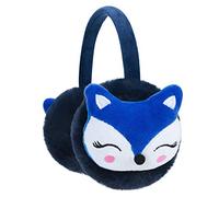 Kids Cute Fox EarMuffs Boys Girls Cartoon Ear Warmer Plush Furry Ear Hamburg Windproof Headband Fashion Adjustable Christmas Birthday Gifts for Child (Navy Blue)