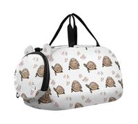 Kids Cute Gym Bag with Shoes Compartment Large Capacity Weekender Overnight Duffel Bag for School Practice, Sports, Travel Sweet Eastern Box Turtle Reptile White