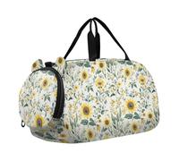Kids Cute Gym Bag with Shoes Compartment Lightweight Weekender Overnight Range Bag for Travel, Swimming, Dance, Ballet Ukraine Sunflower Beauty Summer Flowers