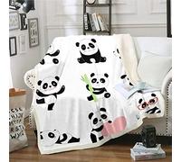 Kids' Cute Panda Bear Sherpa Throw Blanket - Reversible, Warm, Plush, Giant Panda Pattern - 30"x40"