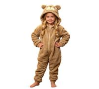 Kids Cute Panda Onesie Halloween Jumpsuit Plush Button Down Hooded Romper | Boys Girls Winter Warm Cozy Soft One Piece Jumpsuit Loose Long Sleeve Funny Romper For Halloween Party