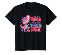 Kids Cute Roar I'm A Three Rex Dinosaur 3rd Birthday Boy T-Shirt