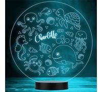 Kids Cute Sealife Animals Round Personalised Gift Colour Change LED Night Light | Personalised Gift For Home, Lamp Room Décor | Kids & Adults Night Lights With Name | Personalised Gift For Bedroom |