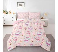 Kids Cute Snowman Bedding Set Double Size Pink Christmas Duvet Quilt For Boys Girls Teens Bedroom Decor Merry Christmas Tree Comforter Set Snowflake Breathable Soft Microfiber 3Pcs