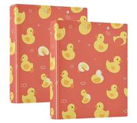 Kids Cute Yellow Rubber Ducks 1-1/2 Inch Binder Three Rings Binder With Inner Pockets 1/2 Pack Various Binder Hard Cover